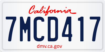 CA license plate 7MCD417