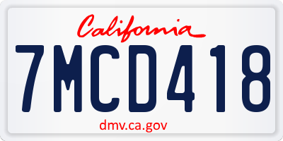 CA license plate 7MCD418