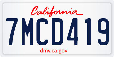 CA license plate 7MCD419