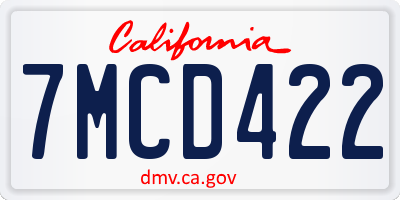 CA license plate 7MCD422