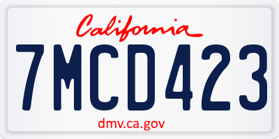 CA license plate 7MCD423