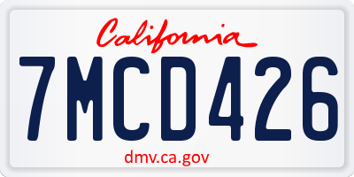 CA license plate 7MCD426