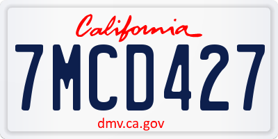 CA license plate 7MCD427