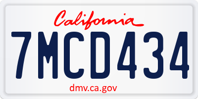 CA license plate 7MCD434