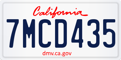 CA license plate 7MCD435