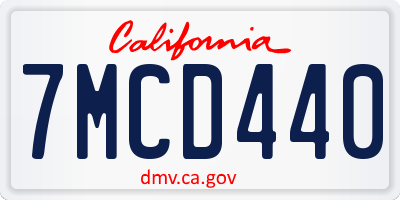 CA license plate 7MCD440