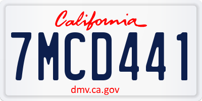 CA license plate 7MCD441