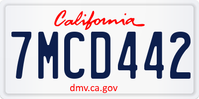 CA license plate 7MCD442