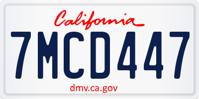 CA license plate 7MCD447