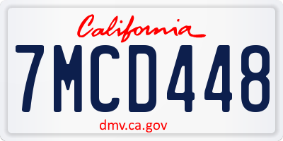 CA license plate 7MCD448