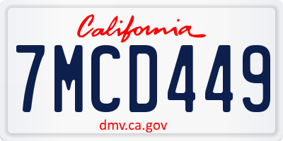 CA license plate 7MCD449