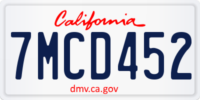 CA license plate 7MCD452