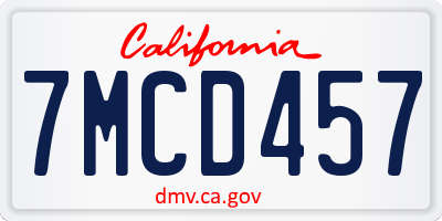 CA license plate 7MCD457