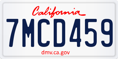 CA license plate 7MCD459