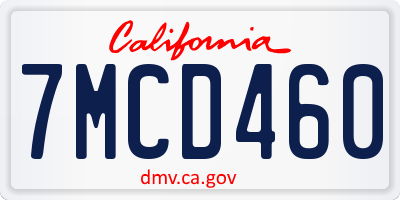 CA license plate 7MCD460