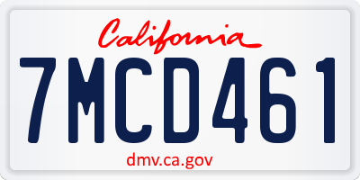 CA license plate 7MCD461