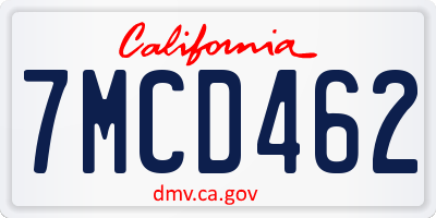 CA license plate 7MCD462