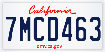 CA license plate 7MCD463