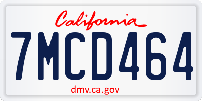 CA license plate 7MCD464