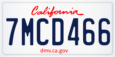 CA license plate 7MCD466