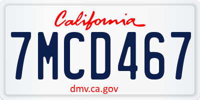 CA license plate 7MCD467