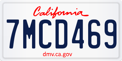 CA license plate 7MCD469