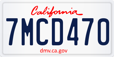 CA license plate 7MCD470