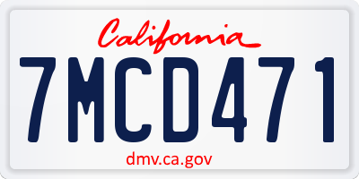 CA license plate 7MCD471