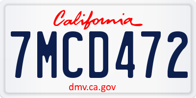 CA license plate 7MCD472