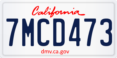 CA license plate 7MCD473