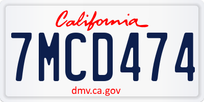 CA license plate 7MCD474