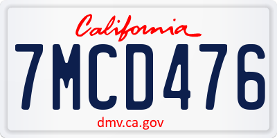 CA license plate 7MCD476