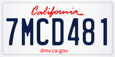 CA license plate 7MCD481