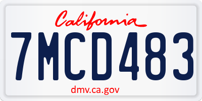 CA license plate 7MCD483