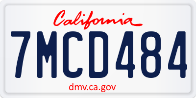 CA license plate 7MCD484
