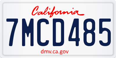 CA license plate 7MCD485