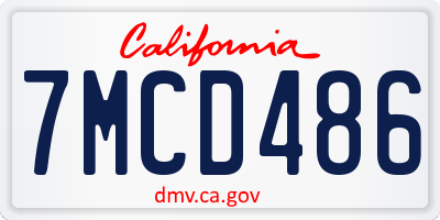 CA license plate 7MCD486