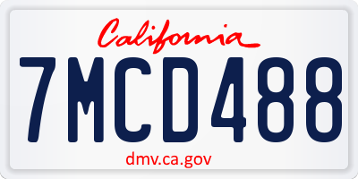 CA license plate 7MCD488