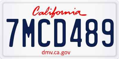 CA license plate 7MCD489
