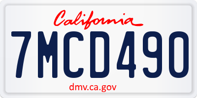 CA license plate 7MCD490