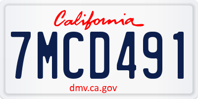 CA license plate 7MCD491