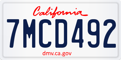 CA license plate 7MCD492