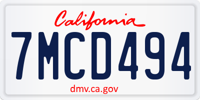 CA license plate 7MCD494