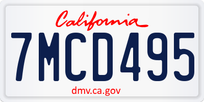 CA license plate 7MCD495