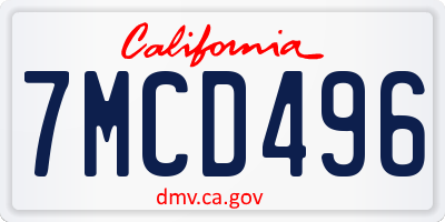 CA license plate 7MCD496