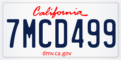 CA license plate 7MCD499