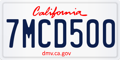 CA license plate 7MCD500
