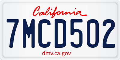 CA license plate 7MCD502