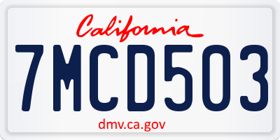 CA license plate 7MCD503