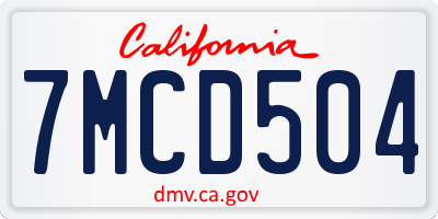 CA license plate 7MCD504